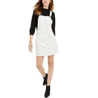 Vestido macacão de veludo cotelê feminino Oat, branco, tamanho 14