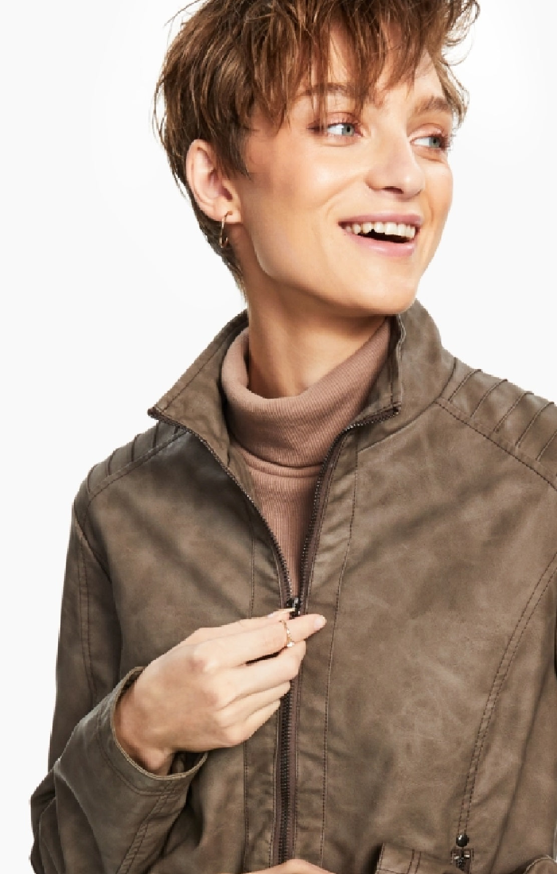 Jaqueta de couro sintético Jou Jou Junior's marrom tamanho médio