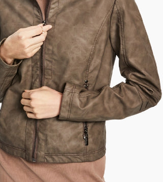 Jaqueta de couro sintético Jou Jou Junior's marrom tamanho médio