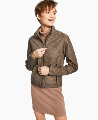 Jaqueta de couro sintético Jou Jou Junior's marrom tamanho médio