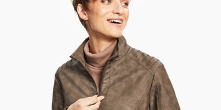 Jaqueta de couro sintético Jou Jou Junior's marrom tamanho médio