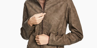 Jaqueta de couro sintético Jou Jou Junior's marrom tamanho médio