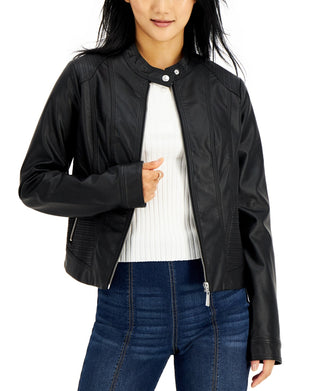 Jaqueta de couro sintético Jou Jou Junior, preta, tamanho pequeno