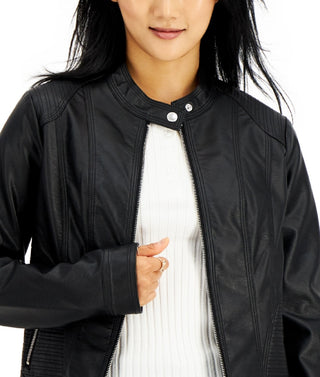 Jaqueta de couro sintético Jou Jou Junior, preta, tamanho pequeno