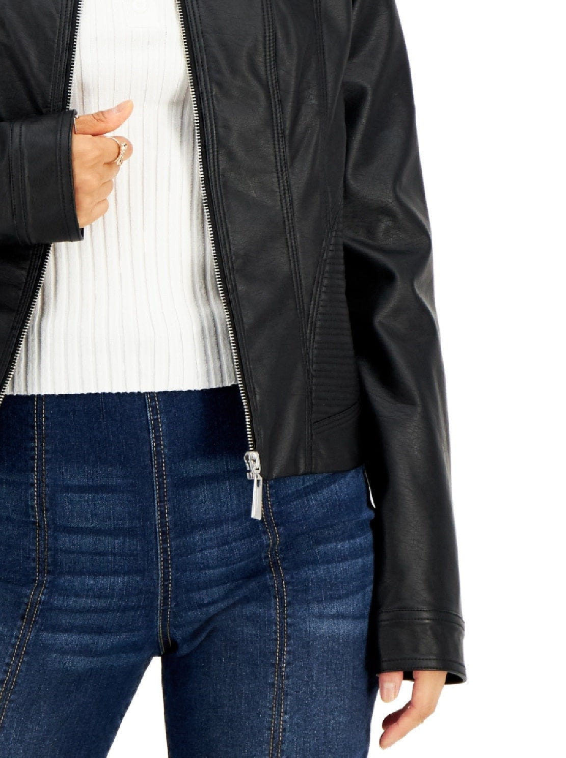 Jaqueta de couro sintético Jou Jou Junior, preta, tamanho pequeno