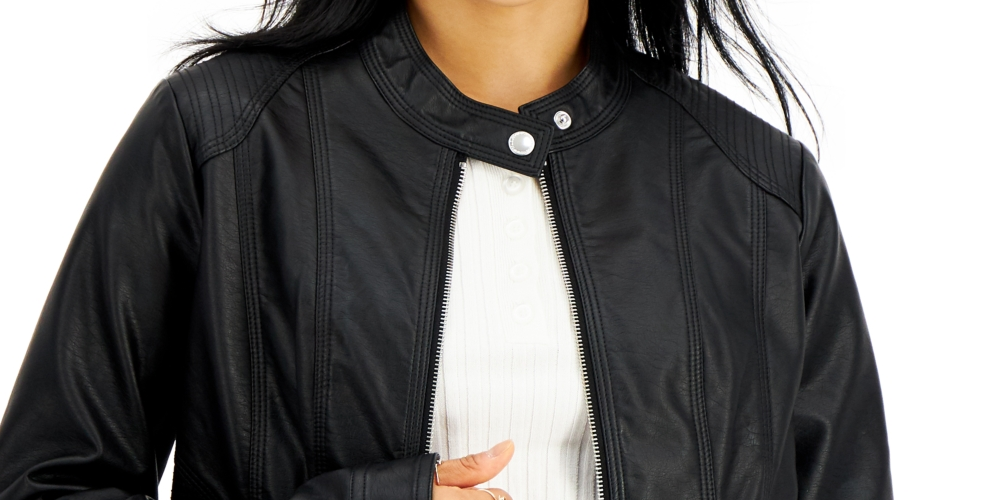 Jaqueta de couro sintético Jou Jou Junior, preta, tamanho pequeno