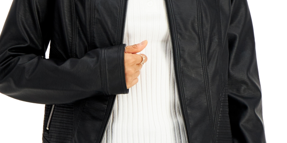 Jaqueta de couro sintético Jou Jou Junior, preta, tamanho pequeno