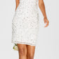 Vestido tubinho com contas e ombro de fora feminino Adrianna Papell, branco, tamanho 2
