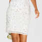 Vestido tubinho com contas e ombro de fora feminino Adrianna Papell, branco, tamanho 2