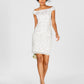 Vestido tubinho com contas e ombro de fora feminino Adrianna Papell, branco, tamanho 2