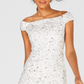 Vestido tubinho com contas e ombro de fora feminino Adrianna Papell, branco, tamanho 2