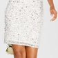 Vestido de coquetel feminino Adrianna Papell com decote ombro a ombro e miçangas, branco, tamanho 4