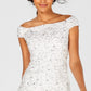 Vestido de coquetel feminino Adrianna Papell com decote ombro a ombro e contas, tamanho 6