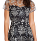 Vestido feminino Adrianna Papell com decote ilusão bordado, azul, tamanho 14