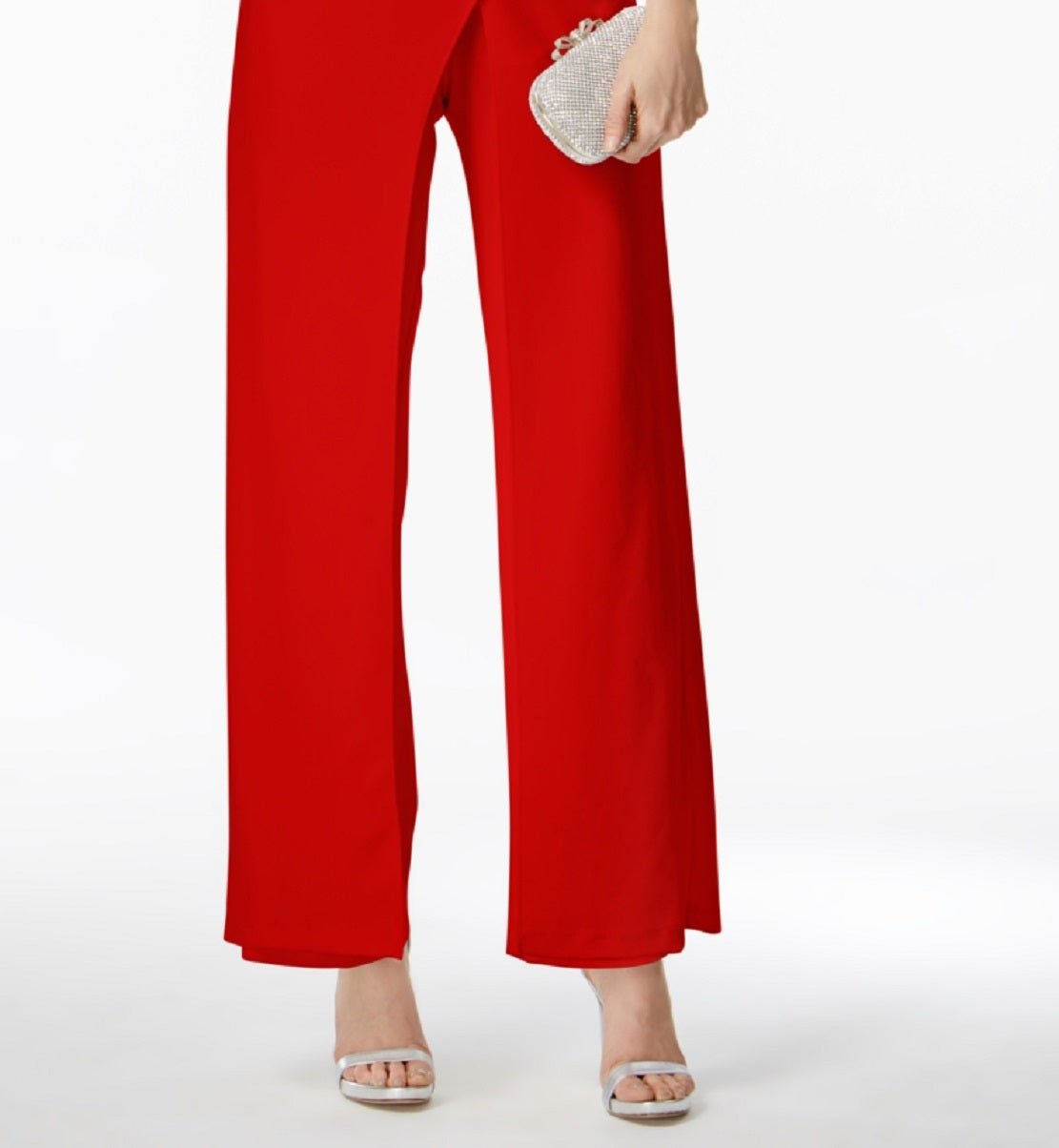 Macacão feminino Adrianna Papell com um ombro só, vermelho, tamanho 10