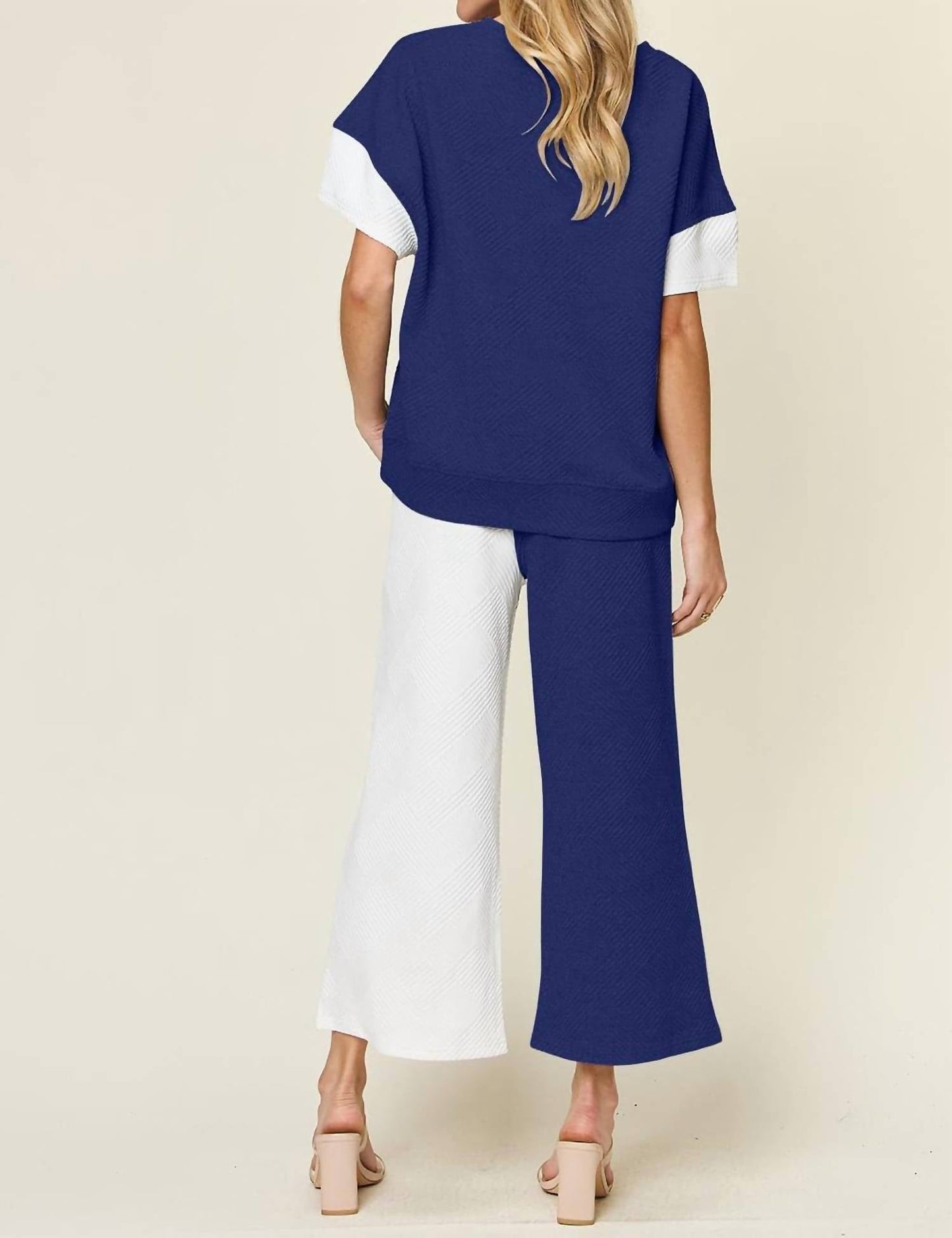 Double Take - Chic Textured T-Shirt & Pants Set