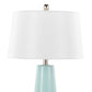 Penelope 22" Contemporary Ceramic Table Lamp with Tiffany Blue & Silver Body