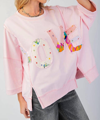 Easel - Love Patch Pullover Top