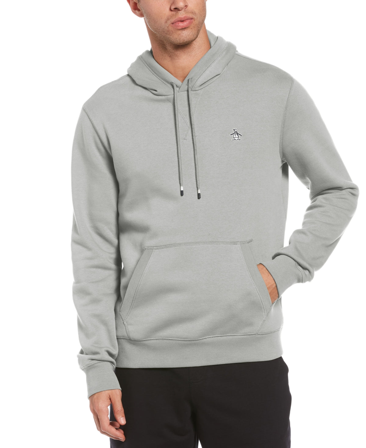 Moletom com capuz masculino original Penguin Slim Fit Solid Fleece, cinza, tamanho médio