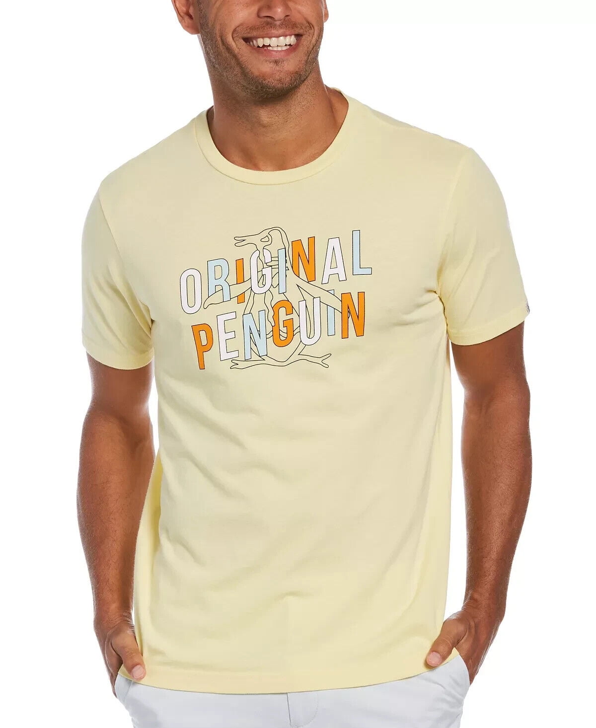 Camiseta masculina original Penguin OPG Graphic manga curta, amarelo banana, tamanho M