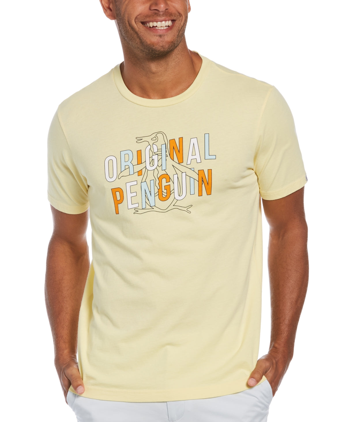 Camiseta masculina original Penguin OPG Graphic manga curta, amarelo banana, tamanho M