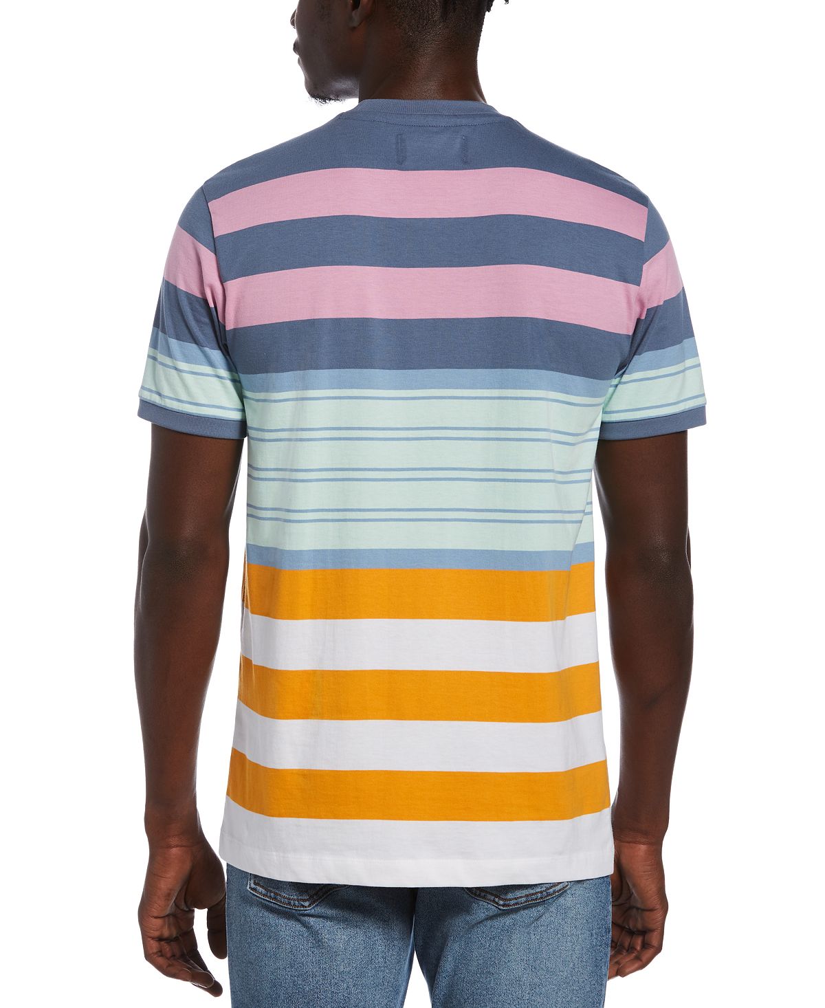 Camiseta masculina original Penguin com listras projetadas, azul, tamanho extragrande