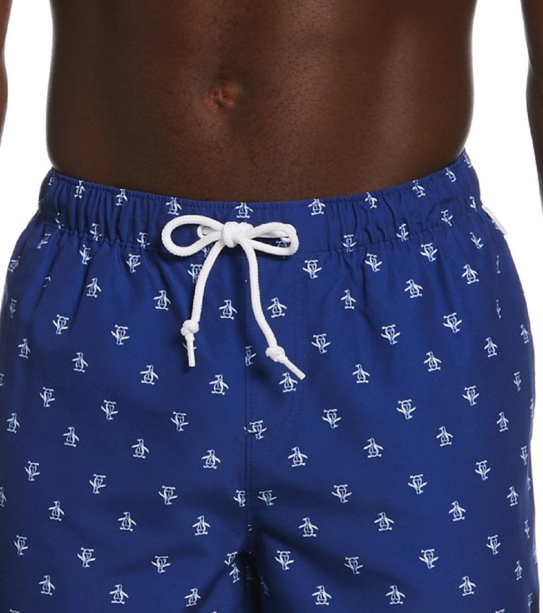 Shorts de banho masculino original Penguin Pete Print azul tamanho médio
