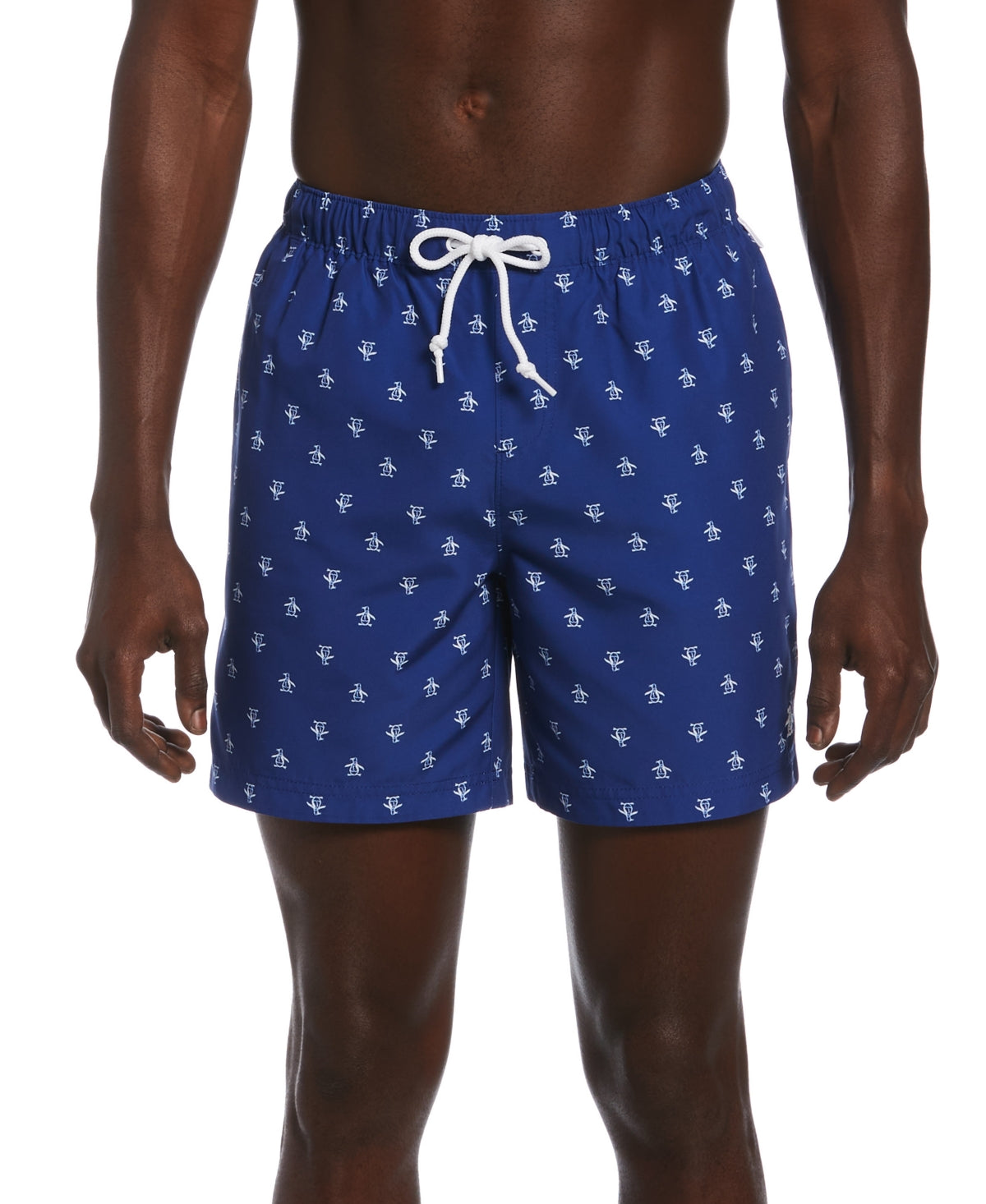 Shorts de banho masculino original Penguin Pete Print azul tamanho médio