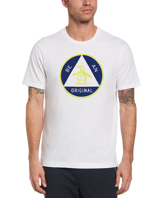 Camiseta masculina original Penguin Triangle Pete, branca, tamanho médio