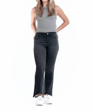 1822 Denim - Calça jeans bota cano curto com bainha desfiada e alta e baixa