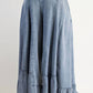 Easel - Ruffle Bottom Hem Washed Wide Leg Palazzo Pants