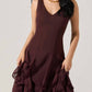 Astr - Philomene V-neck Ruffle Trim Dress