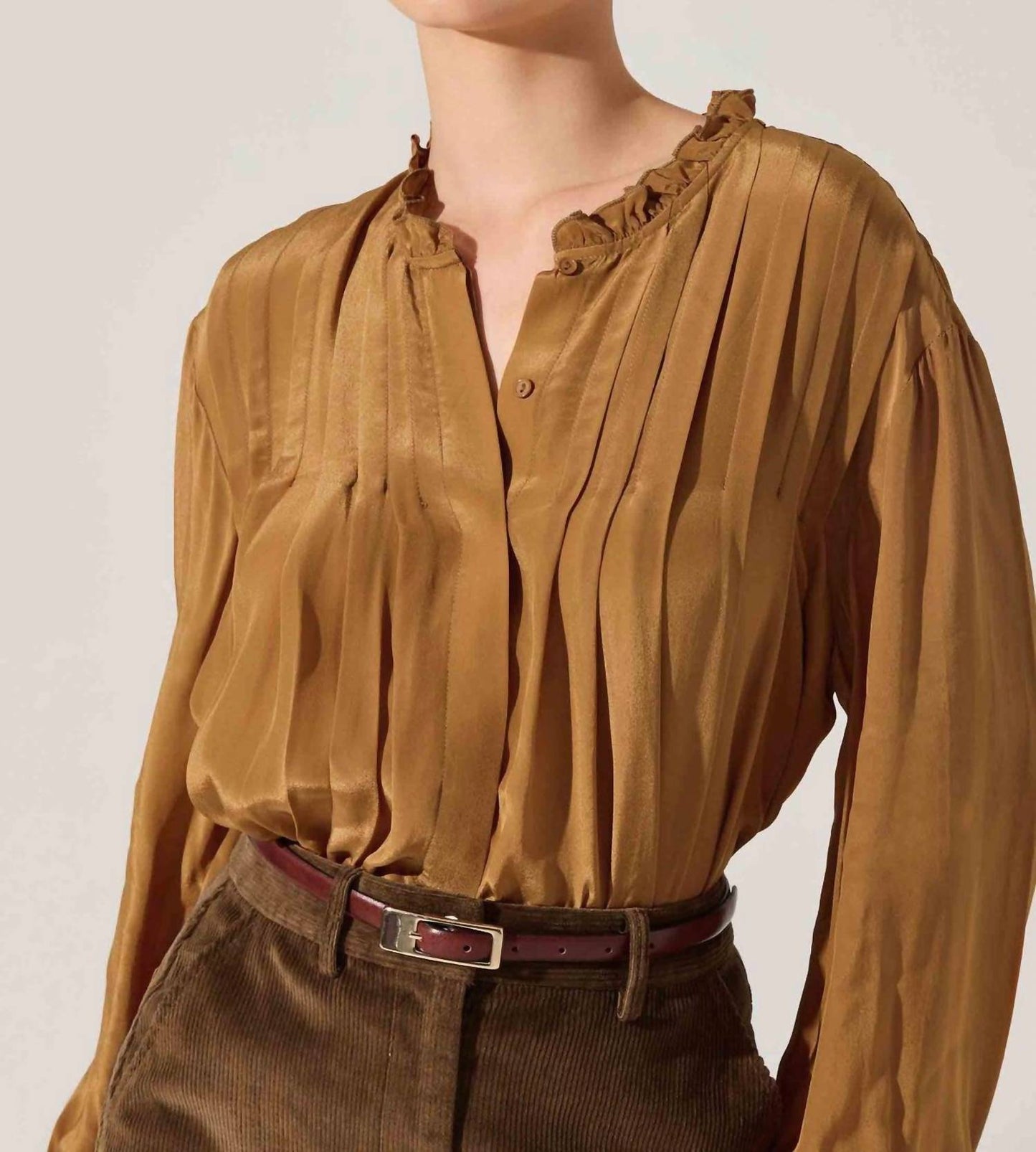 Astr - Ashton Pleated Ruffle Trim Top