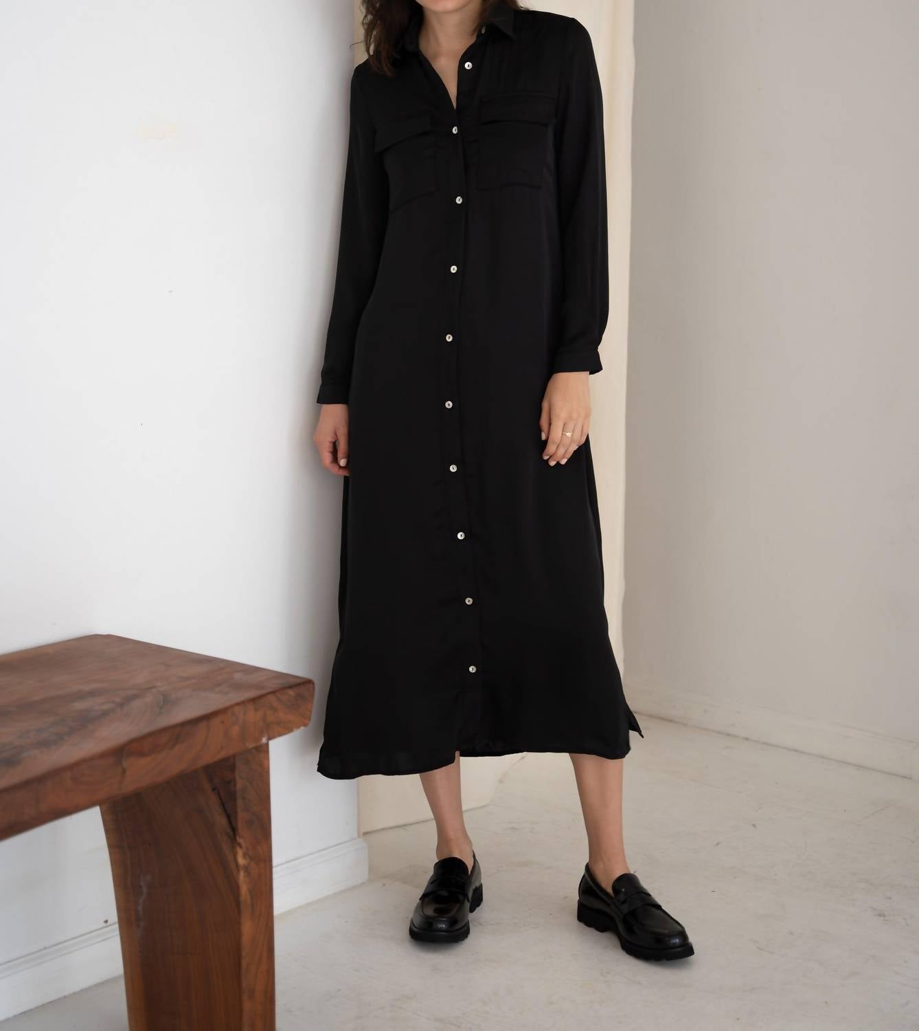 Mima Rosso - Satin Shirt Dress