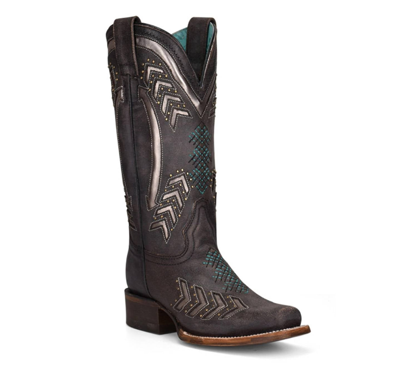 Corral - Women's Laser Embroidered With Studs Square Toe Boot