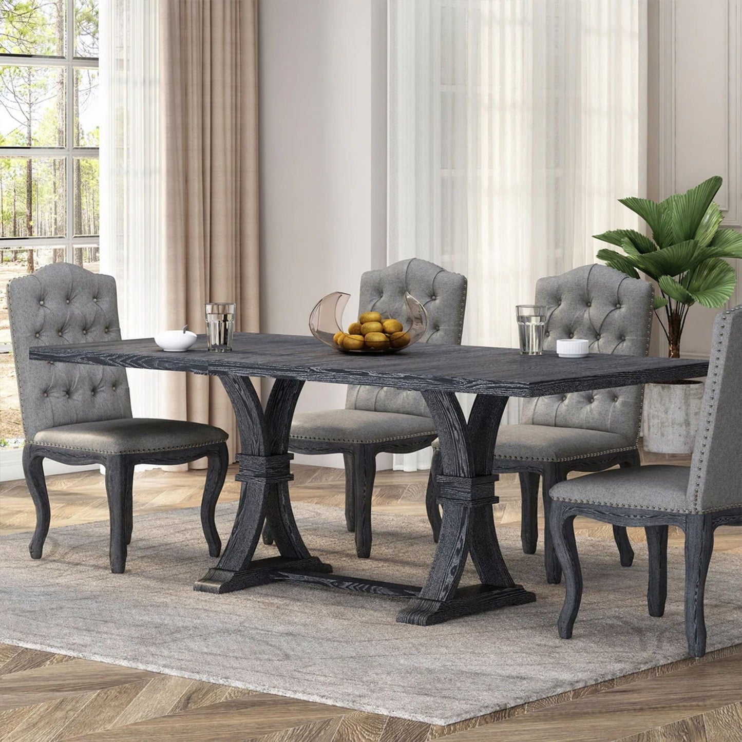 Devingo Extendable Dining Table Rustic Style - Gray