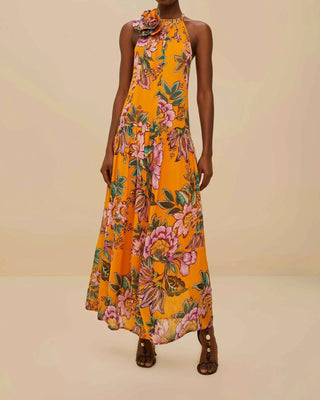 Farm Rio - WONDERFUL BOUQUET ORANGE MAXI DRESS