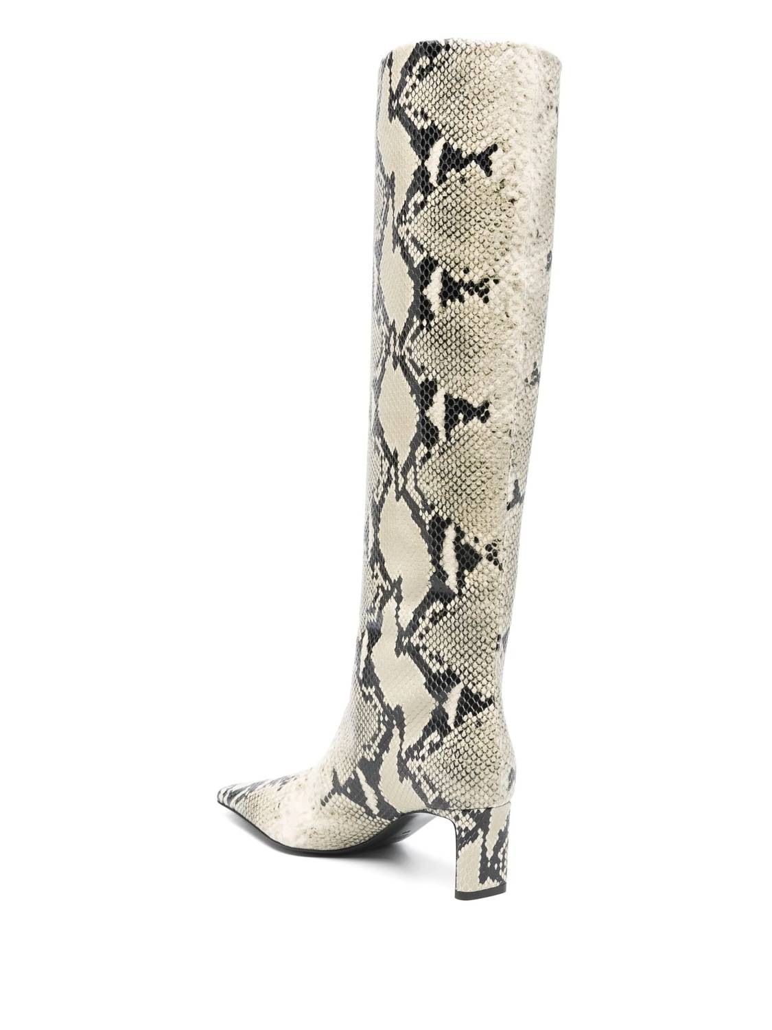 Khaite - Ona 55mm Snake Effect Leather Knee Hi Boots