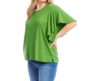 Karen Kane - Flutter Sleeve Crew Neck Top - Plus