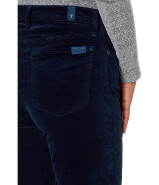 Calça Jeans Flare Slim de Veludo de Cintura Alta 7 For All Mankind Azul