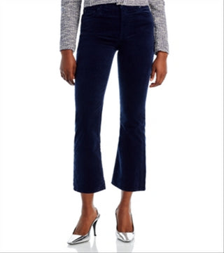 Calça Jeans Flare Slim de Veludo de Cintura Alta 7 For All Mankind Azul