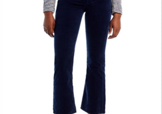 Calça Jeans Flare Slim de Veludo de Cintura Alta 7 For All Mankind Azul