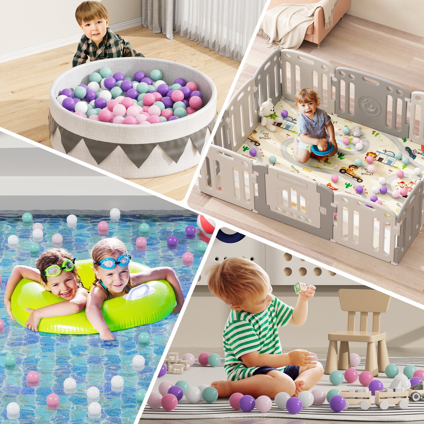 Bolas de brinquedo BalanceFrom Fitness de 2,3" à prova de esmagamento com bolsa de armazenamento, 400 unidades