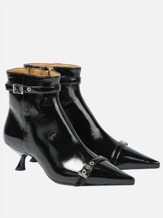 Ganni - Botas femininas com salto gatinho e ilhós