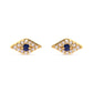 10K Yellow Gold Blue Sapphire and Diamond Accent Evil Eye Stud Earring (H-I Color, I1-I2 Clarity)