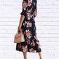 Diva Usa - Floral Midi Dress With Belt And Side Pockets