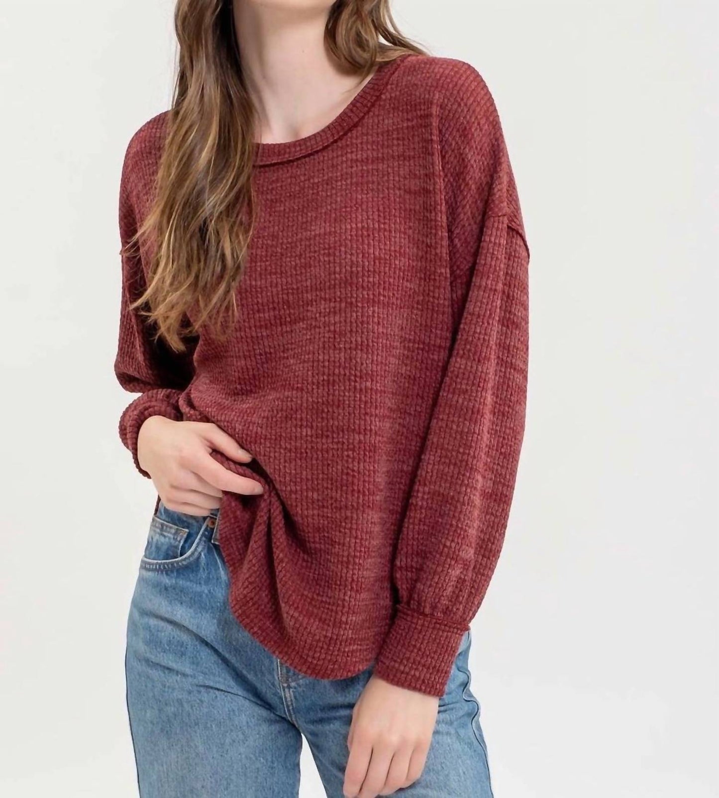 Blu Pepper - Round Neck Drop Shoulder Sweater