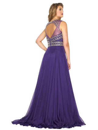 Mac Duggal - Vestido de baile com ilusão de contas e decote em coração - Plus