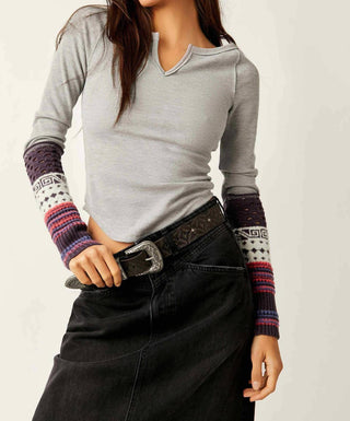 Free People - We The Free Cozy Craft Cuff Long Sleeve V-neck Top