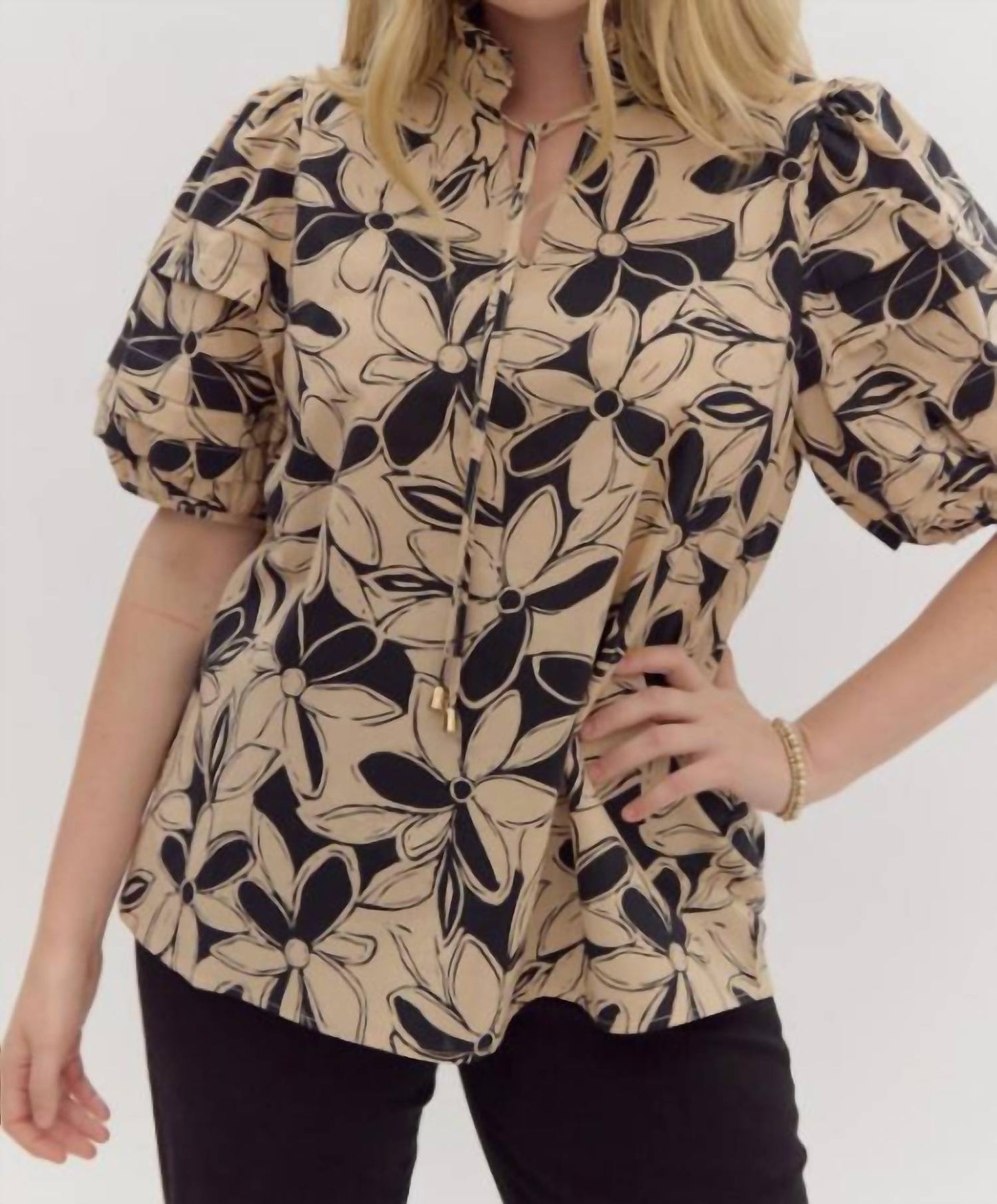 Entro - Floral Puff Sleeve Top